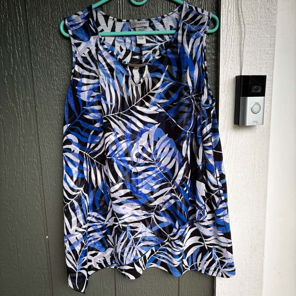 Catherines 1X (18/20W) Tropical Palm Sleeveless Top